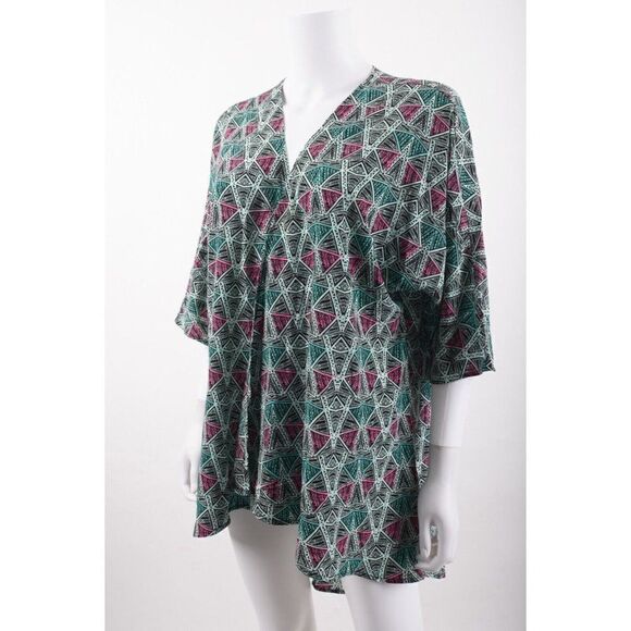 LulaRoe Womens Lindsay Kimono Swim Coverup Shawl S 0-2-4-6-8 Triangle Print - Picture 3 of 6